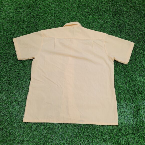 Vintage 90s MOD Button Shirt Medium 22x27 Yellow USA - Picture 2 of 11